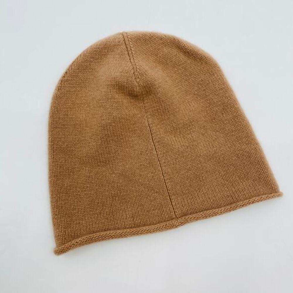Auxiliary Aritzia tan roll hem cashmere beanie